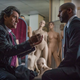 American Gods’ Mr. Wednesday (Ian McShane), Shadow Moon (Ricky Whittle), and a whole lotta mannequins.